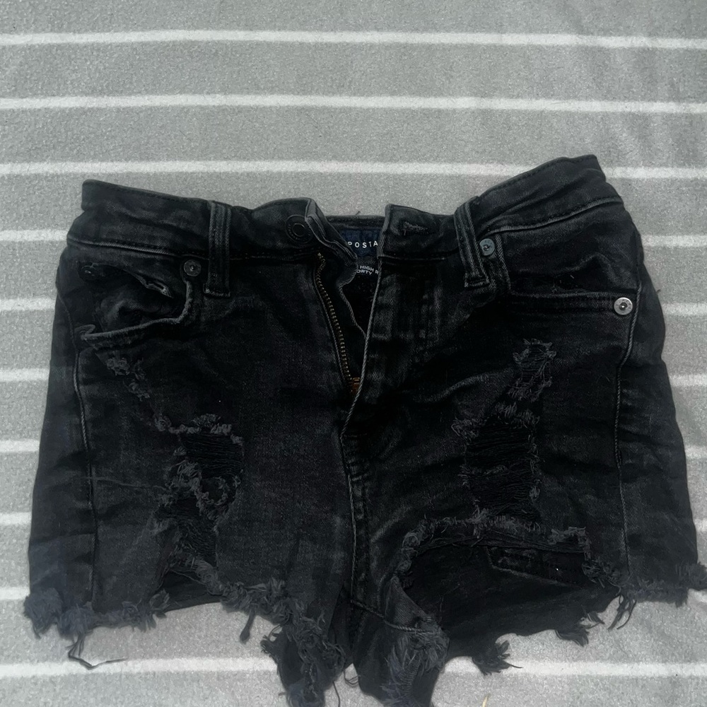 Aeropostale high rise shorty ripped jean shorts size: 0